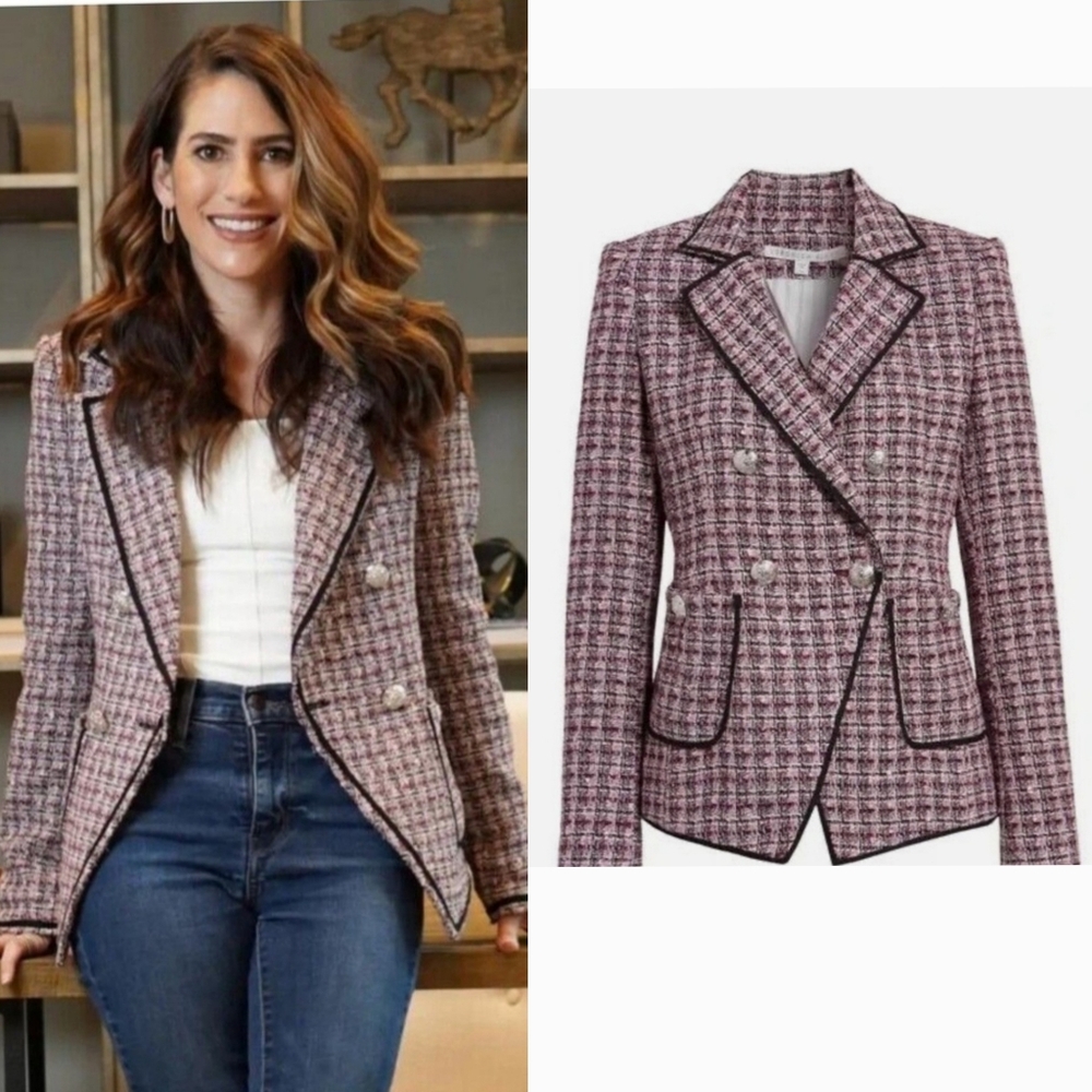 Veronica Beard Theron Tweed Double Breasted Blazer - Picture 1 of 15